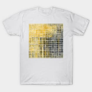 Abstract grid pattern yellow,white and gray T-Shirt